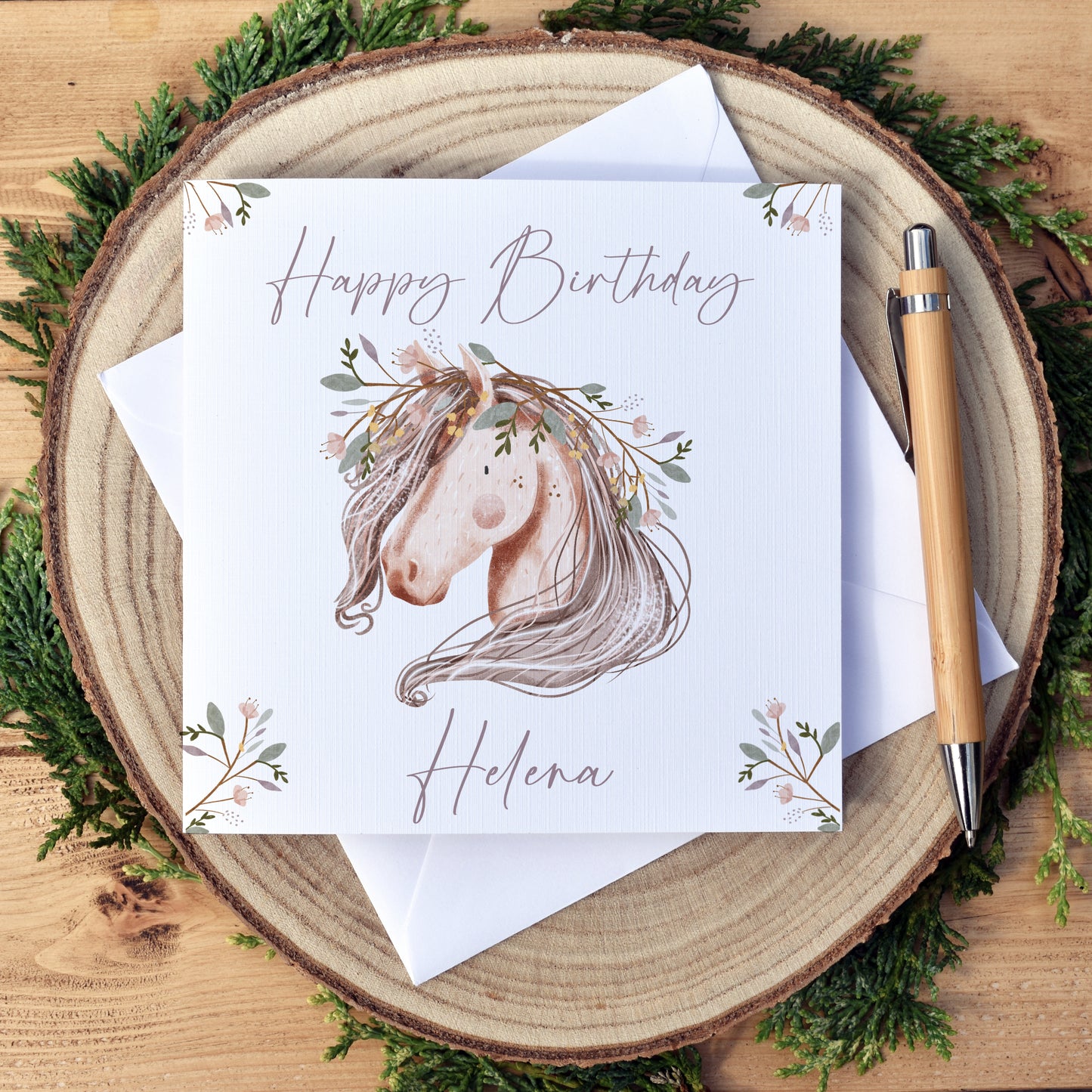 Boho Horse Personalised Greetings Card - Free Shipping