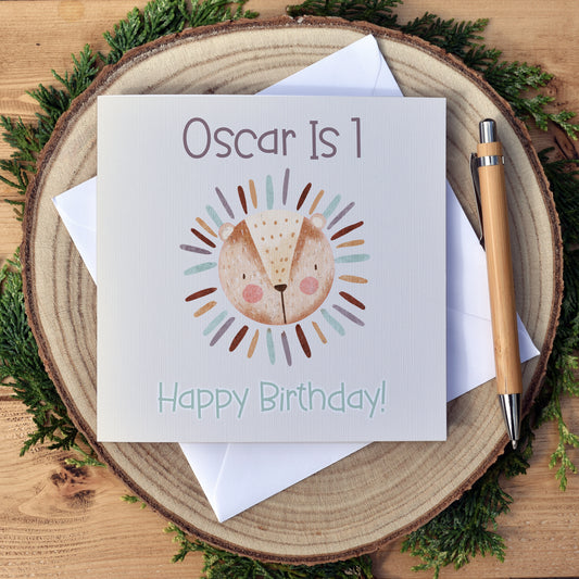 Little Lion Personalised Birthday Card - Free Postage