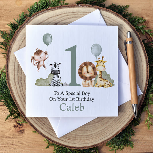 Cute Safari Personalised Birthday Card - Free Shipping