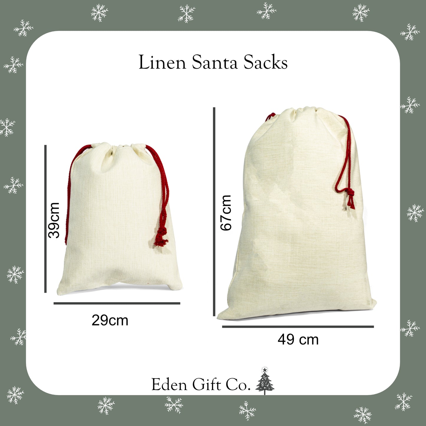 Personalised Santa Sack - Cute Santa - Linen Santa Sack