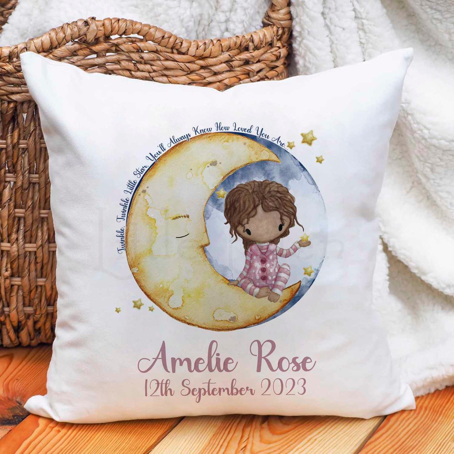 Personalised Children's Cushion - Girl on the Moon