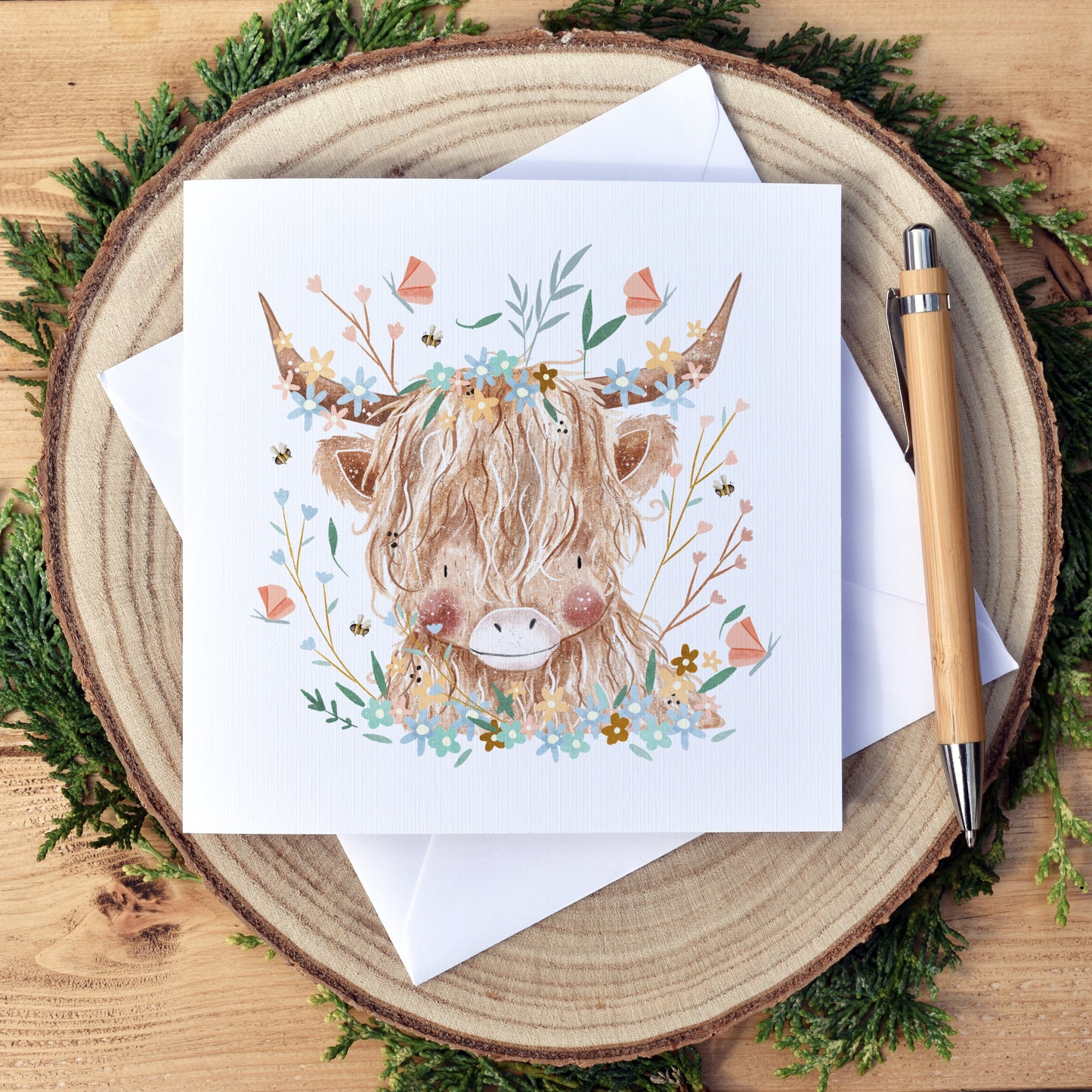 Personalised Highland Cow Greetings Card - Free Shipping