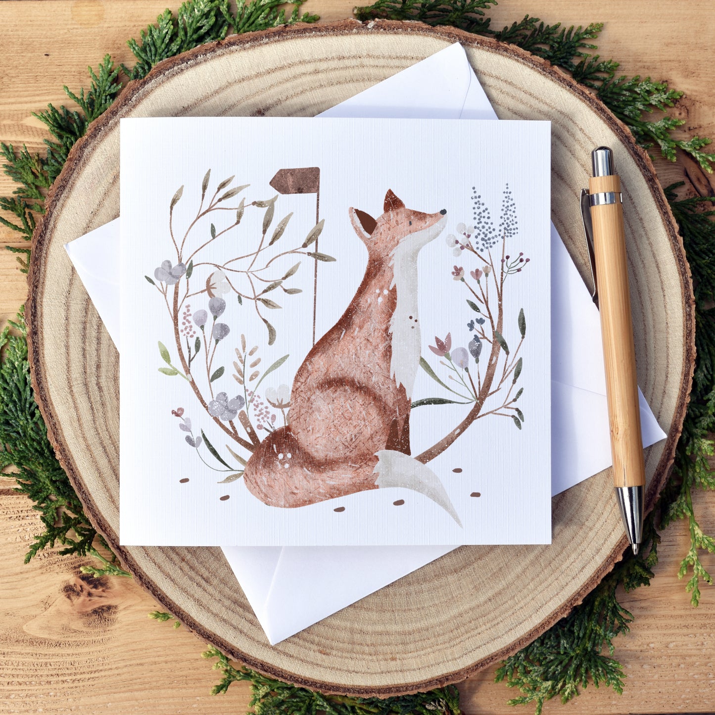 Personalised Woodland Fox Greetings Card - Free Shipping