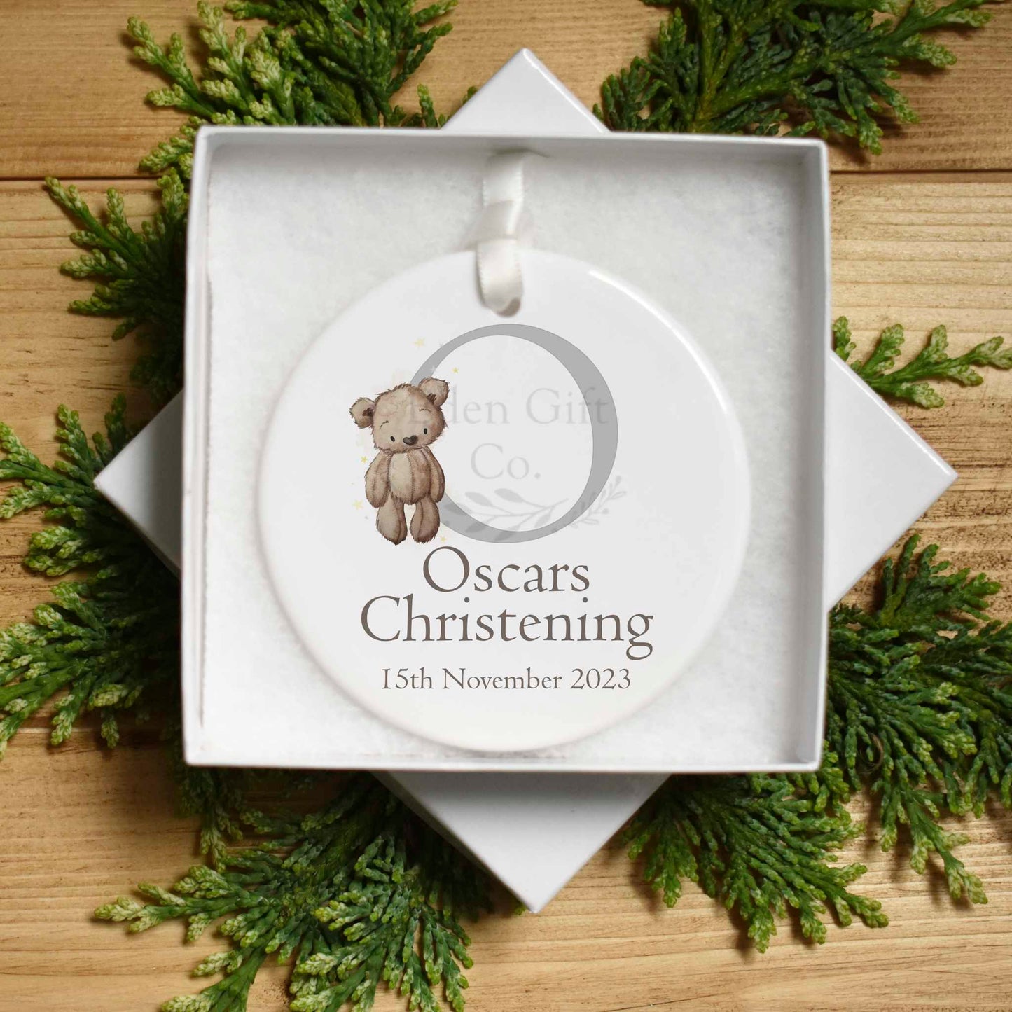 Personalised Little Teddy Christening Keepsake Gift