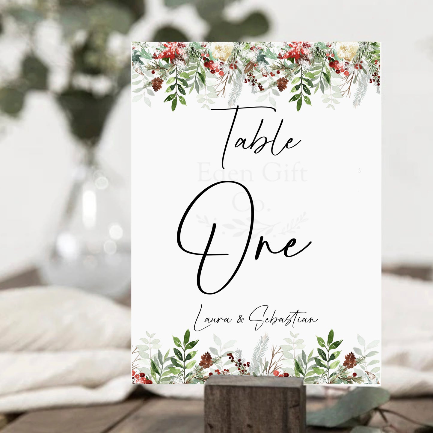 Digital table Numbers - Christmas Foliage