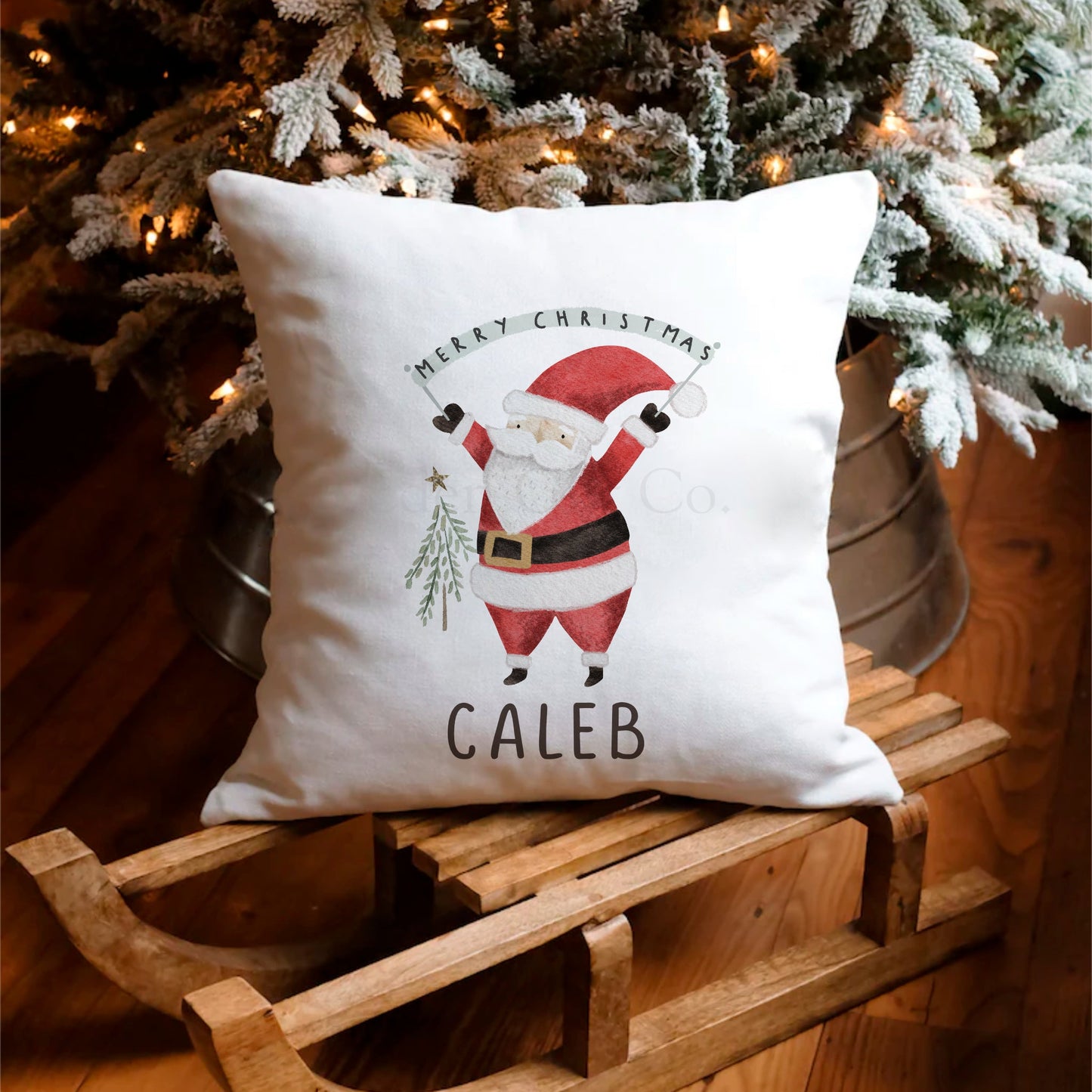 Personalised Children's Christmas Cushion - Merry Christmas Santa