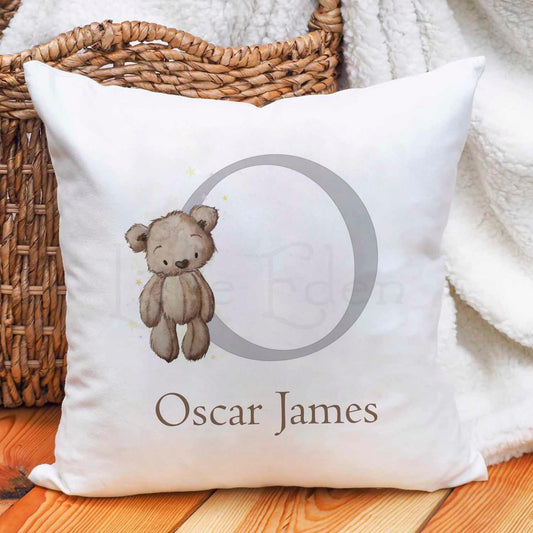 Personalised Children's Cushion - Little Brown Teddy