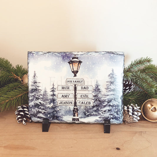 Personalised Christmas Slate Decoration - Winter Forest