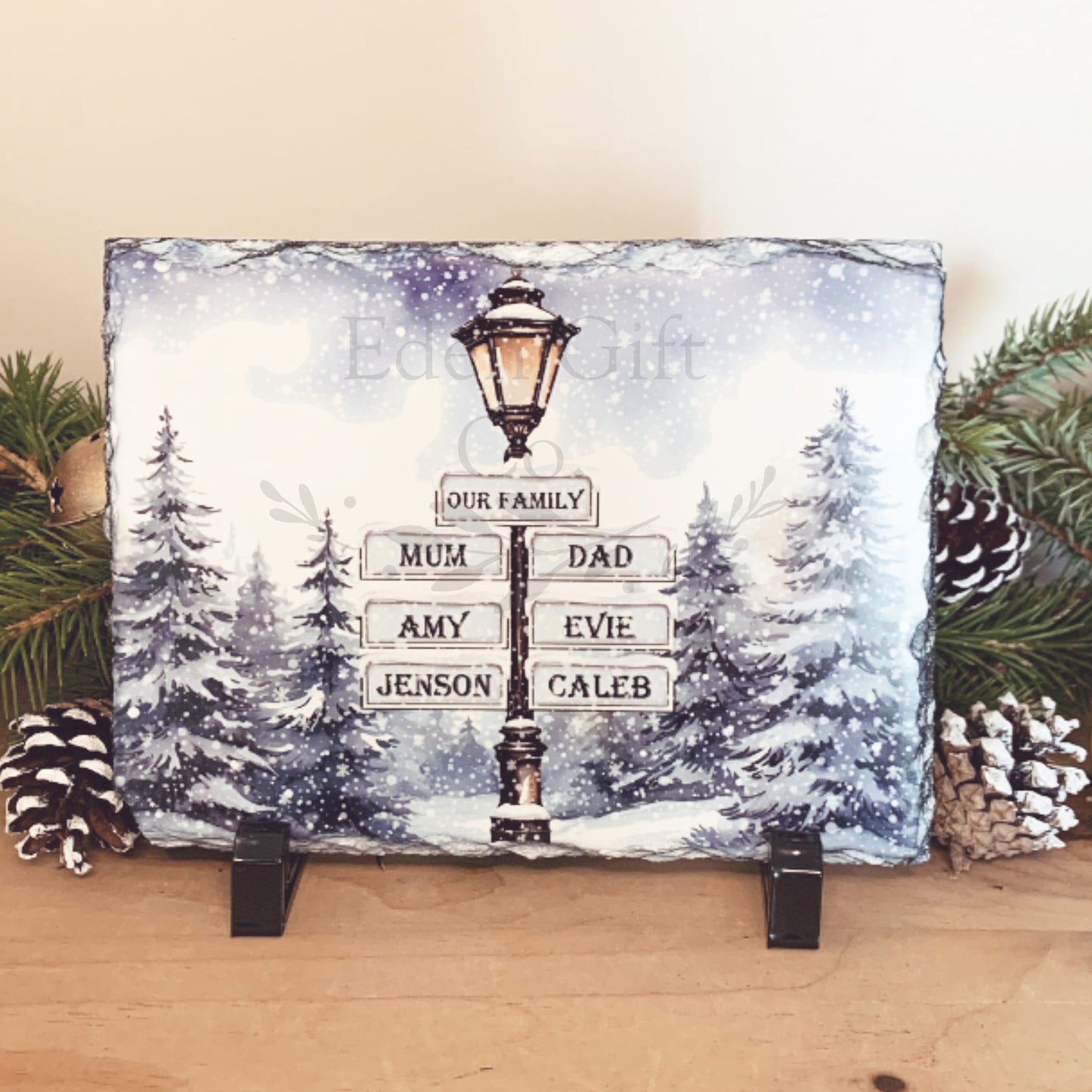 Personalised Christmas Slate Decoration - Winter Forest