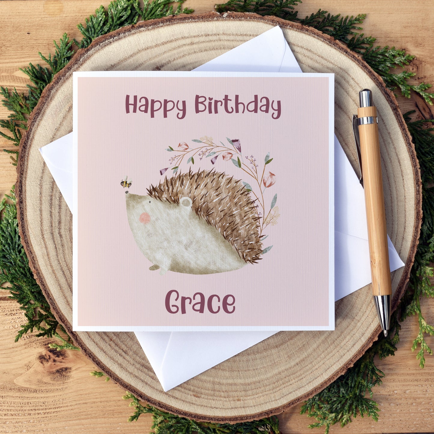 Hedgehog Personalised Birthday Card - Free Shipping