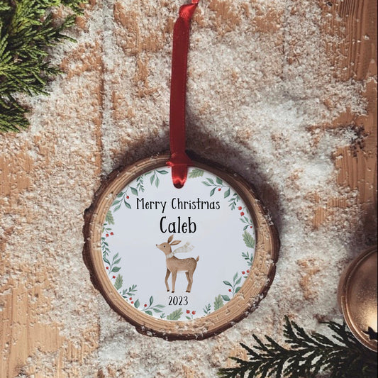 Personalised Christmas Tree Decoration | Christmas Keepsake | Woodland Deer