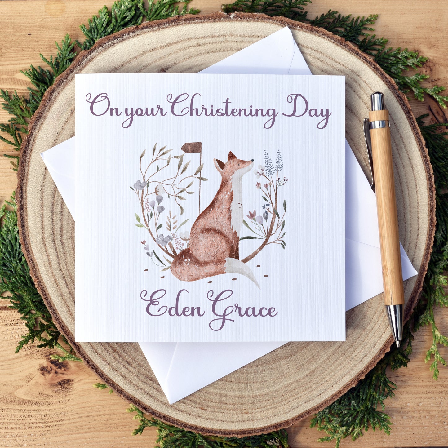 Personalised Woodland Fox Greetings Card - Free Shipping