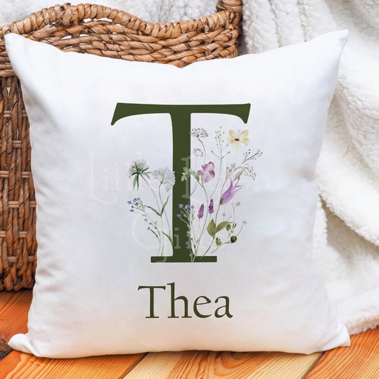 Personalised Children's Cushion - Wildflower Initial