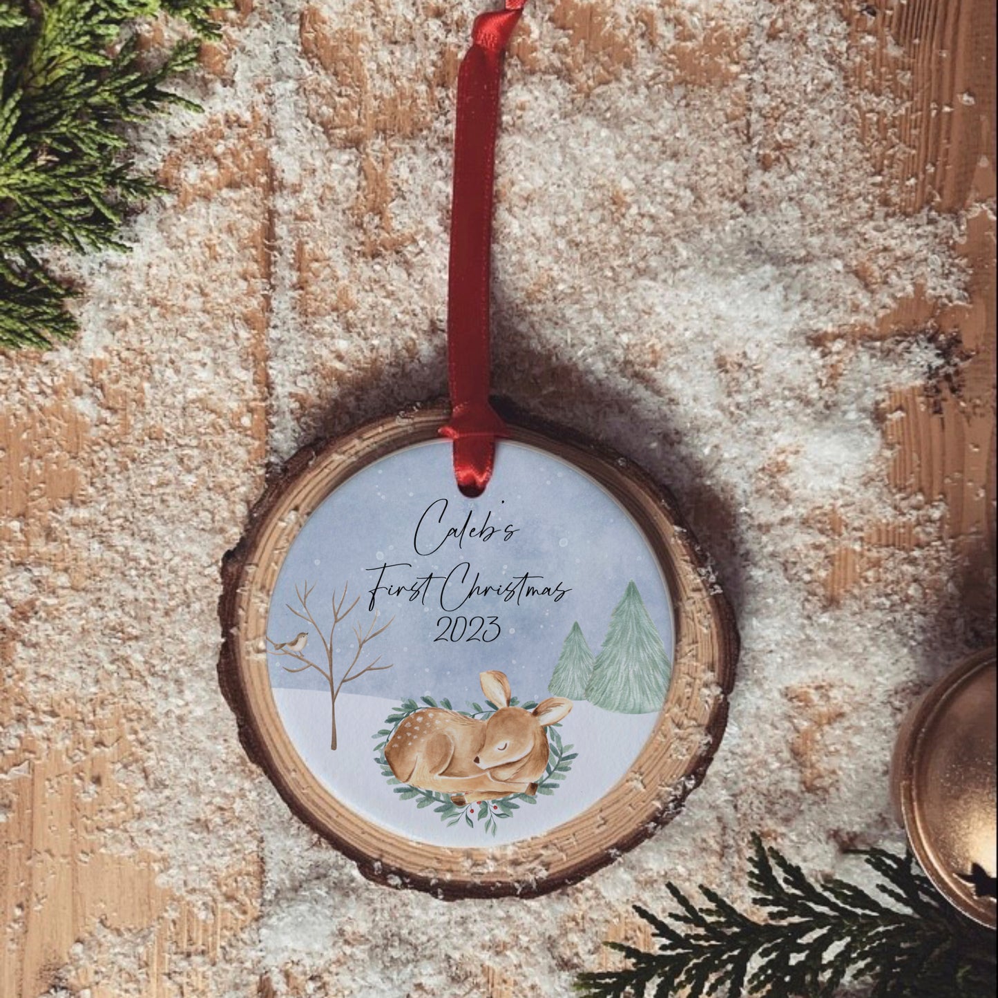 Personalised Christmas Tree Decoration | Christmas Keepsake | Winter Fawn