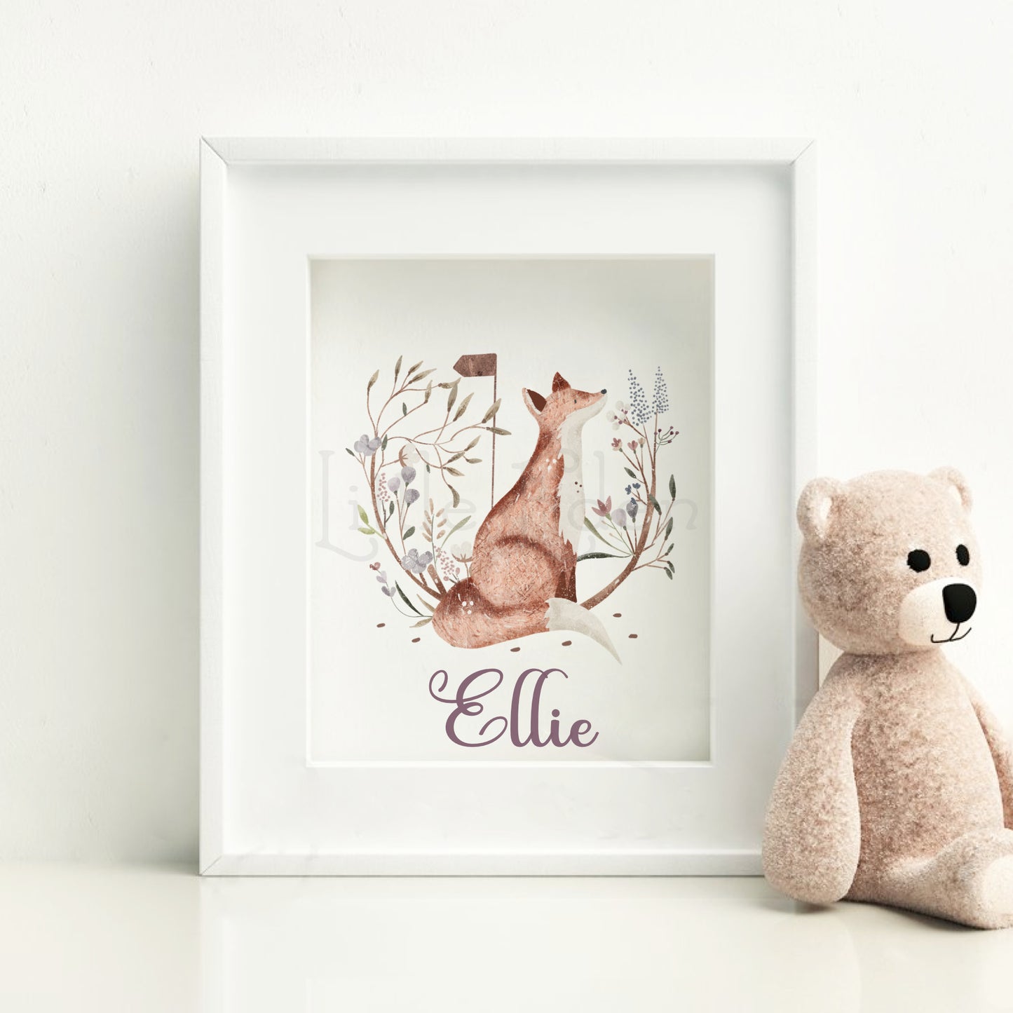 Personalised Children's Wall Art Print - Boho Rustic Fox