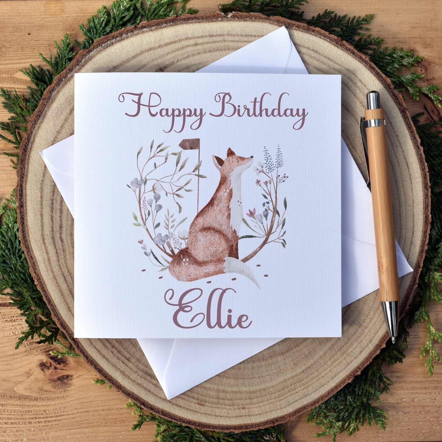 Personalised Woodland Fox Greetings Card - Free Shipping